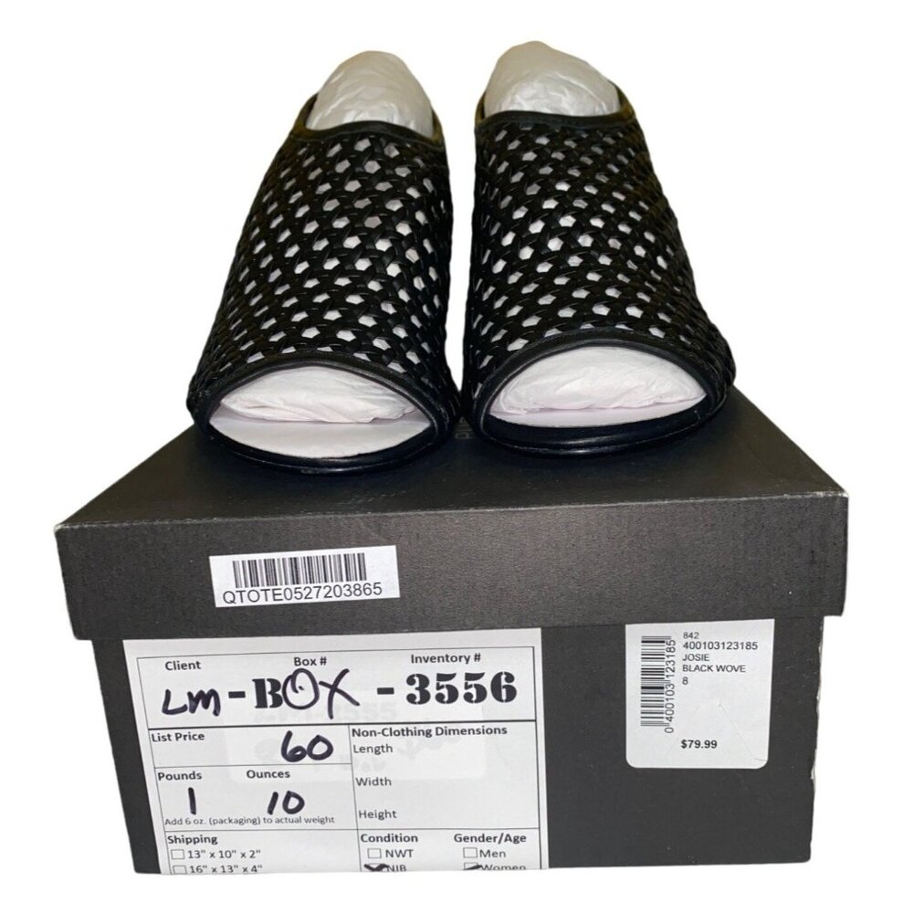 Pure Navy Josie 8 Women Sling-Back Black Netting Woven Block Heel